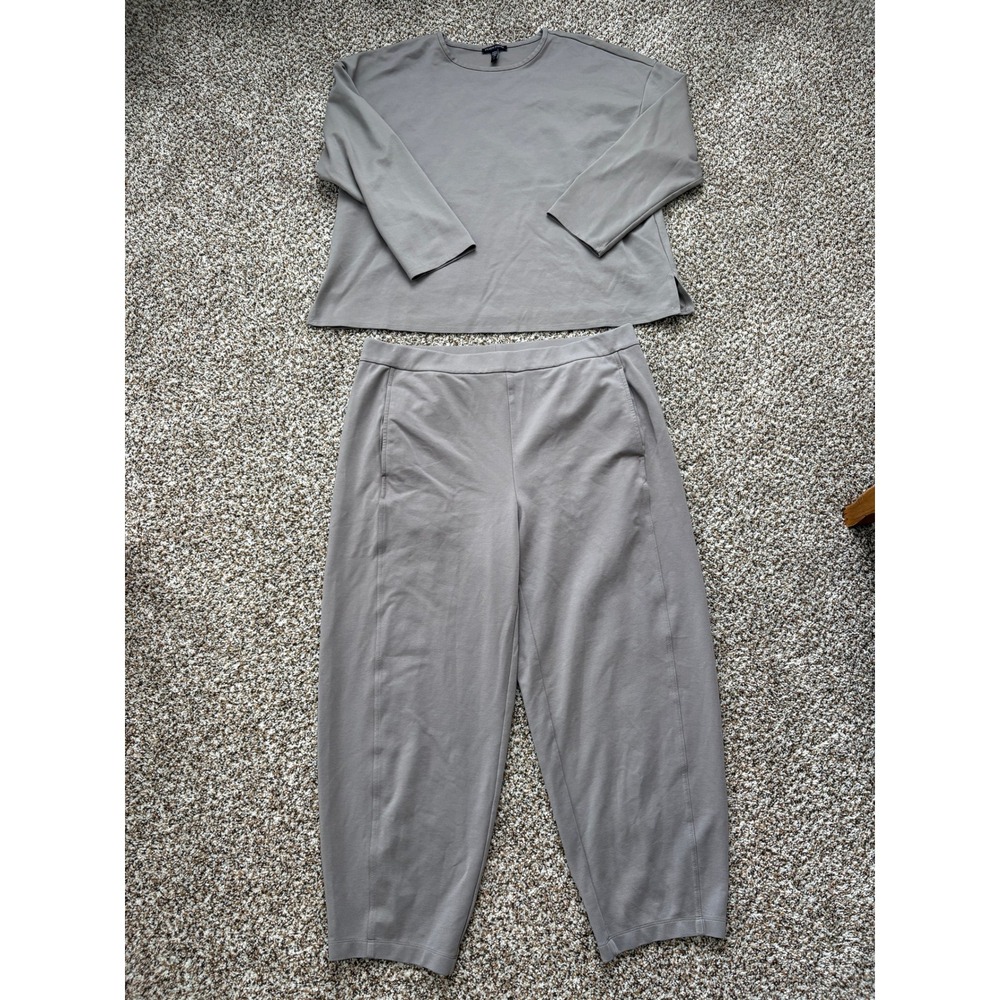 NEW Eileen Fisher Tencel Blend 2-Piece Lounge Set Gray 2 Piece Matching Set - Picture 1 of 9